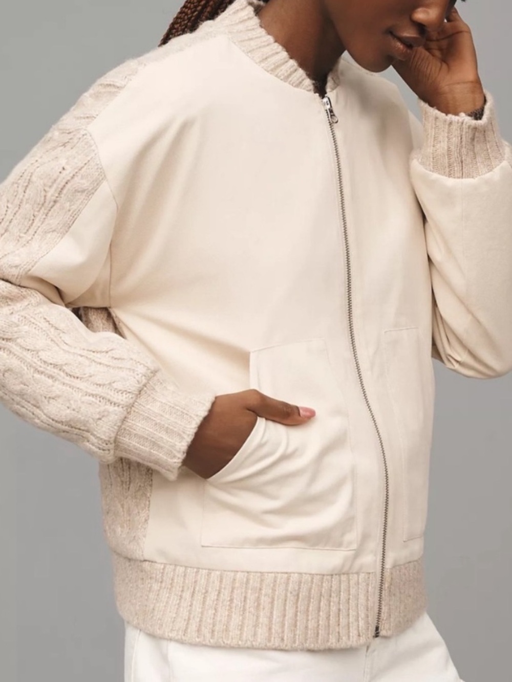 NWT Anthropologie Central Park West Myles Cable-Knit Sweater Jacket Medium *